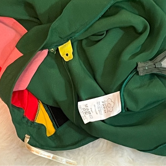 Farm Rio Boho Reggae Festival Striped Green Pink Asymmetrical Cropped Pants G/L - Picture 4 of 13